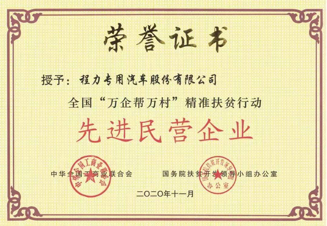全国“万企帮万村”精准扶贫行动先进民营单位（程力专汽 2020年度）.jpg